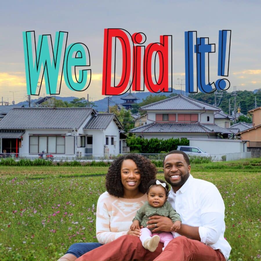 A family that has moved to Japan with a long-term visa.