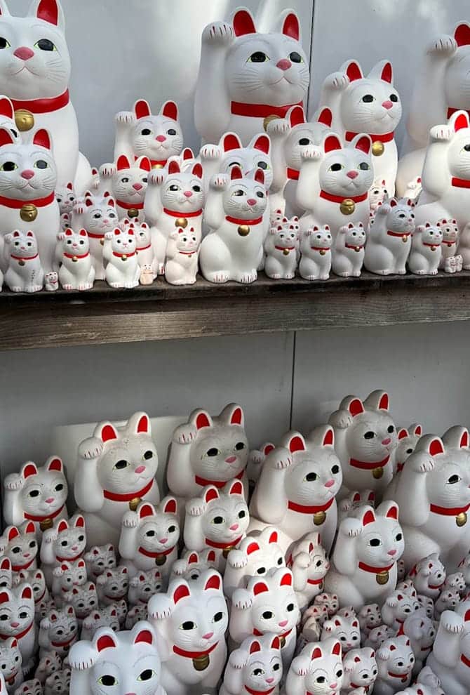 Shelves full of maneki-neko